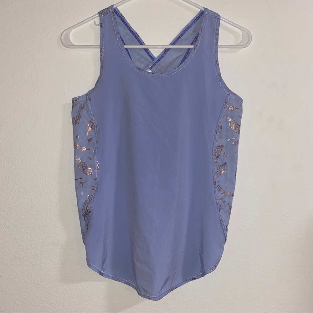 Ivivva Girls Cross Back Tank w/ Gold Feathers 14